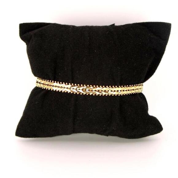 Vintage Imperial 14k Yellow Gold Mesh Chevron Pattern Link Bracelet 6.25" - Picture 2 of 7